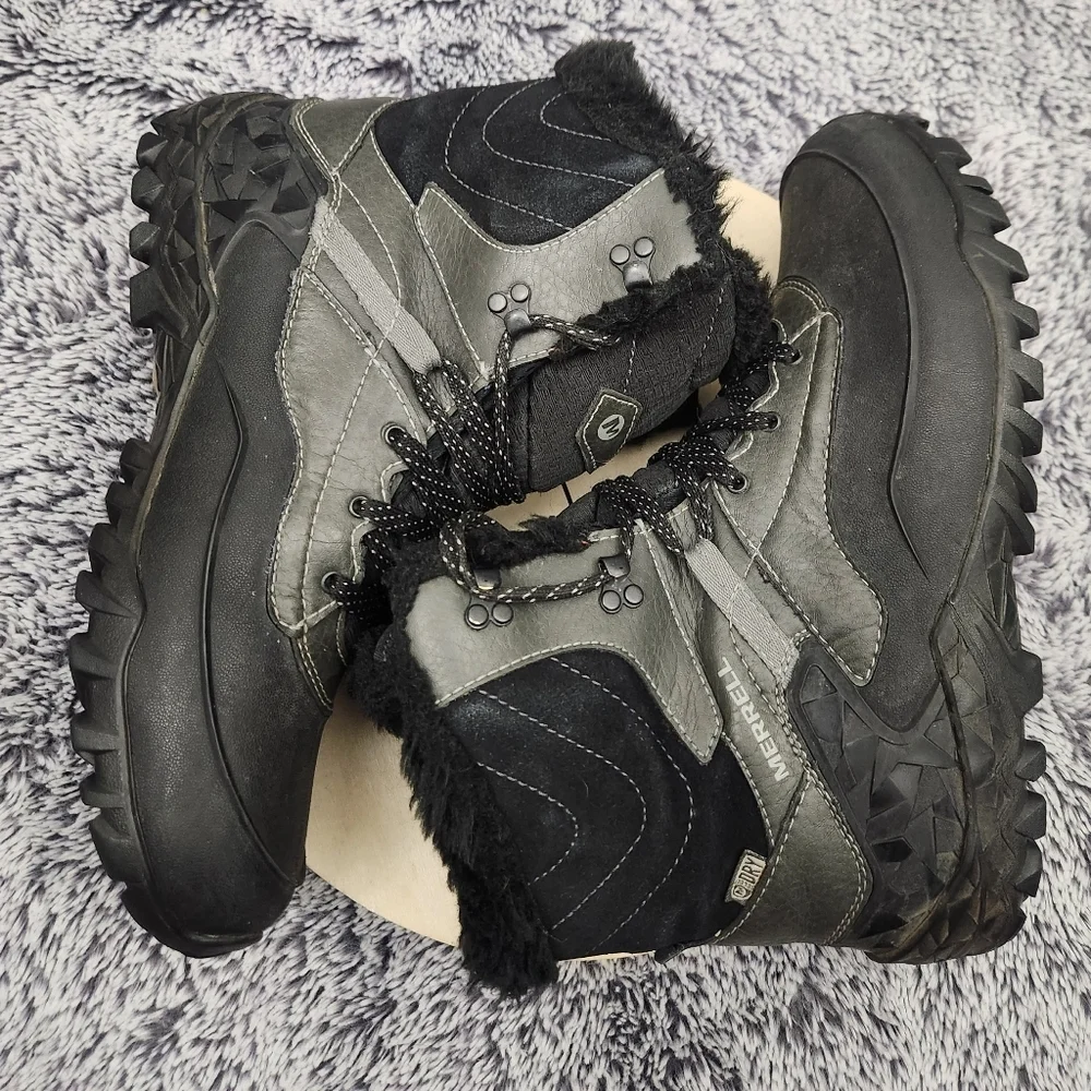Merrell Winter Boots Womens Size 8 Black Snow Fleece Lined Insulated Waterproof